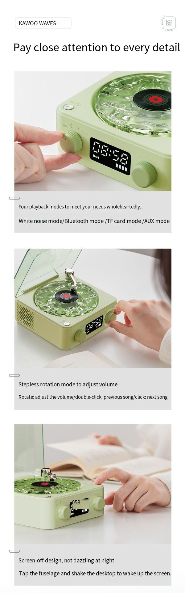 Waves Vinyl Player Portable Speaker with White Noise Dynamic RGB Light Retro Vintage Sleep Aid Turntable Speaker Home Theater Waves Vinyl Player Portable Speaker with White Noise Dynamic RGB Light Retro Vintage Sleep Aid Turntable Speaker Home Theater